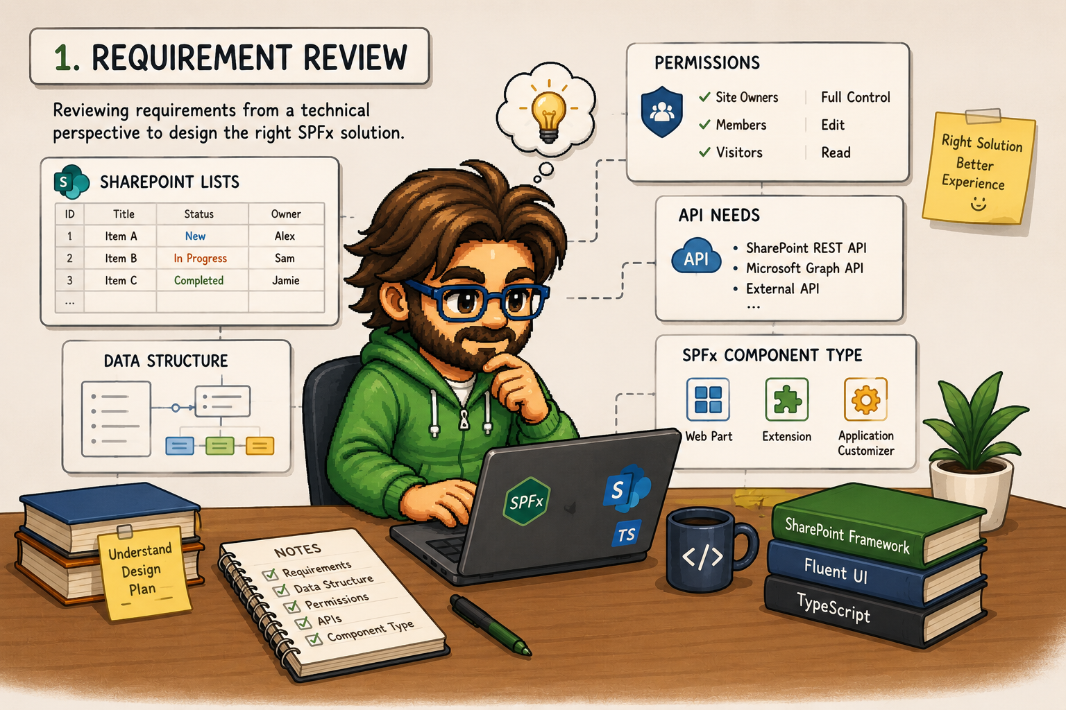 Illustration of technical requirement review for SharePoint and SPFx